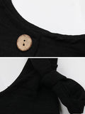 Momentlover Solid Color Loose Round-Neck Rompers