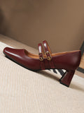 Momentlover Square-Toe Shallow Cut Lace-Up Pumps