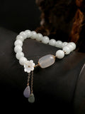 Momentlover National Jade Beads&Flower Handmade Bracelet