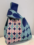Momentlover Woven Rhombic Contrast Color Handbag Bags