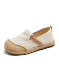 Momentlover Straw Knitting Striped Flat Shoes Casual Shoes