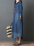Momentlover Loose Denim Shirt Maxi Dresses