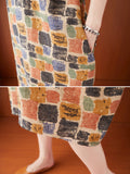 Momentlover Artistic Retro Colorful Plaid Short Sleeve Dress