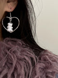 Momentlover Heart Bear Shape Earrings Accessories