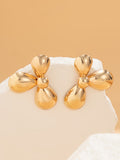 Momentlover Solid Color Flower Shape Drop Earrings