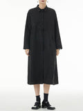 Momentlover Printed Buttoned Asymmetric Loose Long Sleeves Lapel Shirt Dress Midi Dresses