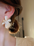 Momentlover Acrylic & Imitation Pearl Flower Shape Earrings Accessories