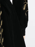 Momentlover Tied Waist Embroidered Puff Sleeves Loose V-Neck Mini Dresses