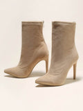Momentlover Split-Joint Solid Color Pointed-Toe Pumps Boots