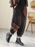 Momentlover Contrast Color Fringed Split-Joint Long Sleeves Printed Outwear + Harem Pants  Two Pieces Set