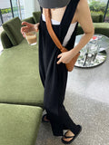 Momentlover Original Creation Sleeveless Loose Solid Color Square-Neck Overalls