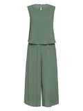 Momentlover Solid Color Wide Leg Sleeveless Round-neck Jumpsuits