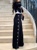 Momentlover Long Sleeves Solid Color Lapel Blazer & Pants Two Pieces Set
