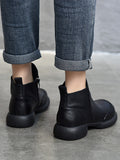 Momentlover Zipper Solid Color Round-Toe Boots