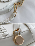Momentlover Urban Split-Joint Solid Color PU Shoulder Bag Saddle Bag