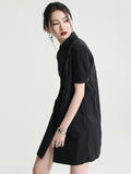 Momentlover Original Solid Color Detachable Falbala Black Mini Dress