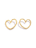 Momentlover Solid Color Hollow Heart Shape Geometric Drop Earrings