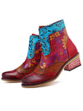Momentlover Bohemia Vintage Embossing Bandage Mid Boots