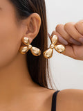 Momentlover Solid Color Flower Shape Drop Earrings