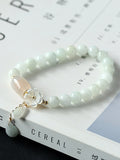 Momentlover National Jade Beads&Flower Handmade Bracelet