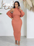 Momentlover Rib Knit Bodycon Dress Set AR56171