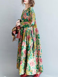 Momentlover National Style Flower Printed Long Dress