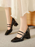 Momentlover Square-Toe Shallow Cut Pumps Mary Janes