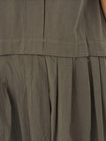 Momentlover Solid Color Pleated Sleeveless Loose Stand Collar Shirt Dress Midi Dresses