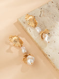 Momentlover Imitation Pearls Geometric Drop Earrings