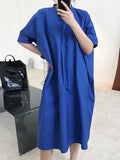 Momentlover Original Solid Round-Neck Shirt Dress