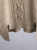 Momentlover Urban Loose Split-Side Half Turtleneck Sweater Tops& Wide Leg Pants Two Pieces Set