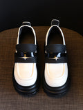 Momentlover Split-Joint Round-Toe Platform Shoes