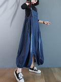 Momentlover Simple Denim Buttoned Overalls&Dress