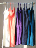 Momentlover Vintage Solid Color Spaghetti-Neck Loose Sleeveless Mini Dress
