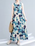 Momentlover Polka-Dot Sleeveless Loose Round-Neck Maxi Dresses