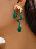 Momentlover Geometric Contrast Color Drop Earrings