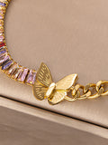 Momentlover Rhine Stones Butterfly Shape Adjustable Bracelet Accessories
