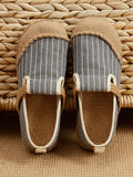 Momentlover Straw Knitting Striped Flat Shoes Casual Shoes