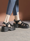 Momentlover Round-Toe Hollow Sandals Platform Shoes Gladiators