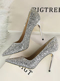 Momentlover Shallow Cut Sequined Pointed-Toe Pumps