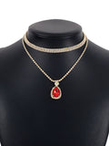 Rhine Stones Geometric Double Layered Necklaces Accessories