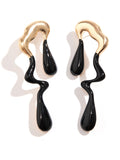 Momentlover Geometric Contrast Color Drop Earrings
