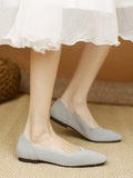 Momentlover Square-Toe Solid Color Shoes Flats