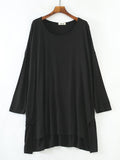 Momentlover Solid Color Modal Plus Size High-Low Long Sleeve Pajamas Dress