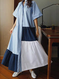 Momentlover Loose Split-joint A-line Long Dress