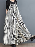 Momentlover Zebra-Stripe Loose Culottes Spaghetti-Neck Overalls