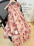 Momentlover Tiered Lace-Up Floral Printed Puff Sleeves Loose Cold Shoulder Mini Dresses