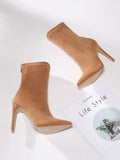 Momentlover Split-Joint Solid Color Pointed-Toe Pumps Boots