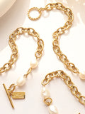 Momentlover Leisure Fashion Simple Geometric Pearl Alloy Bracelet Accessories