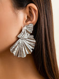 Momentlover Solid Color Leaves Shape Geometric Drop Earrings